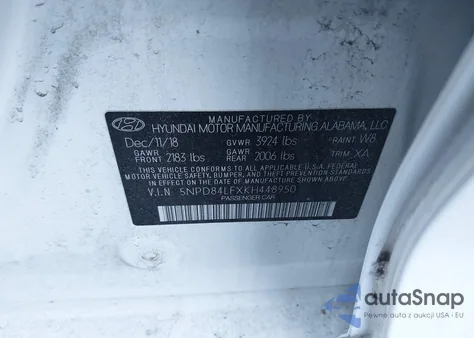 2019 Hyundai Elantra Sel из США, поврежденный, VIN 5NPD84LFXKH448950